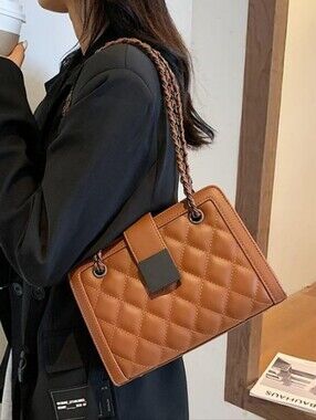 Quilted Square pu Leather Shoulder Bag